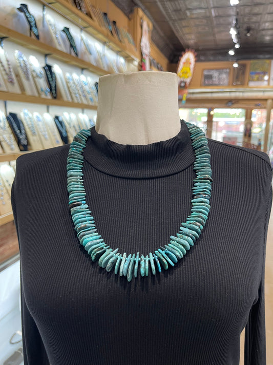 24" Turquoise Teardrop Slab Necklace