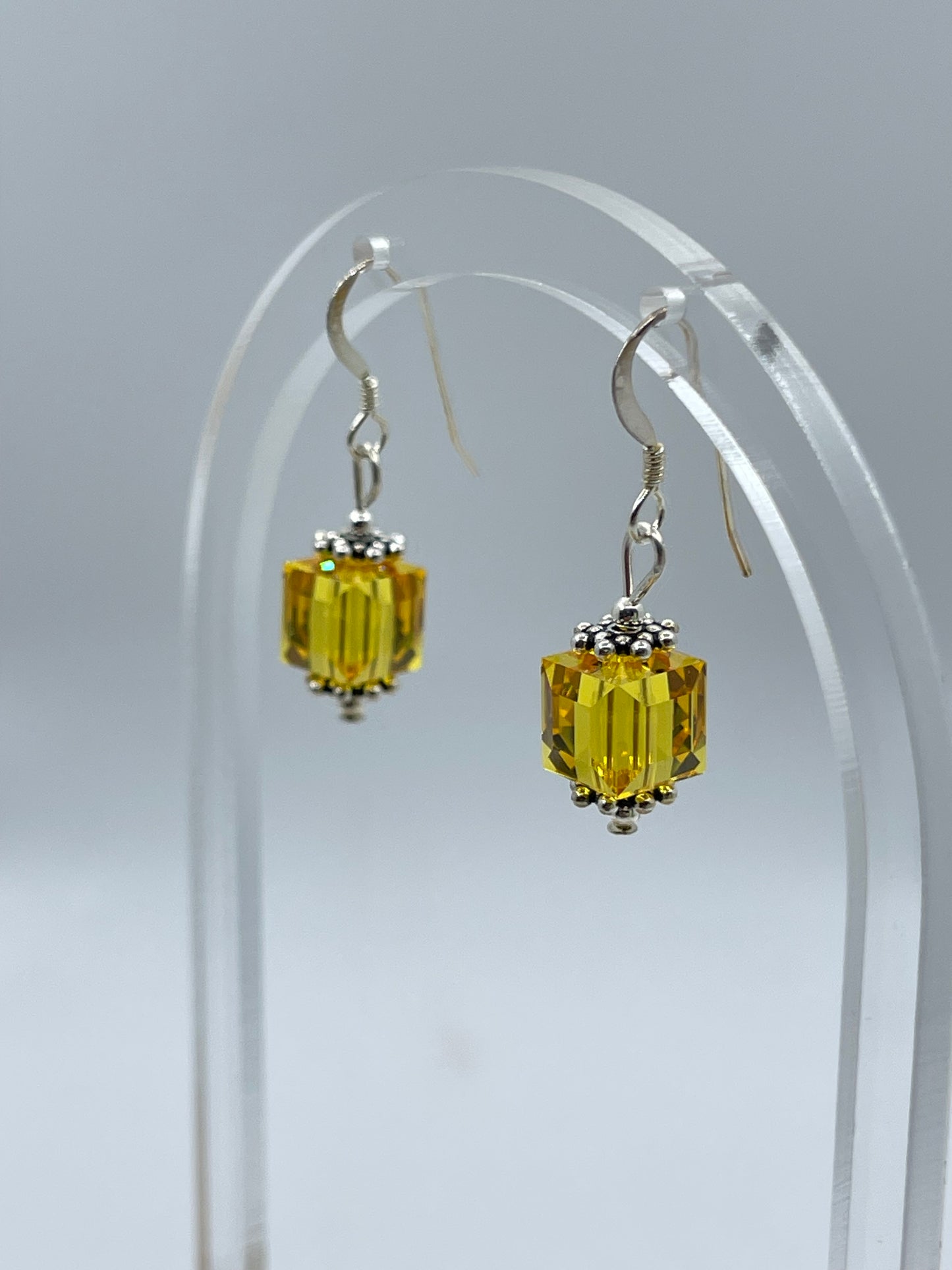 Yellow Swarovski Crystal Dangle Earrings