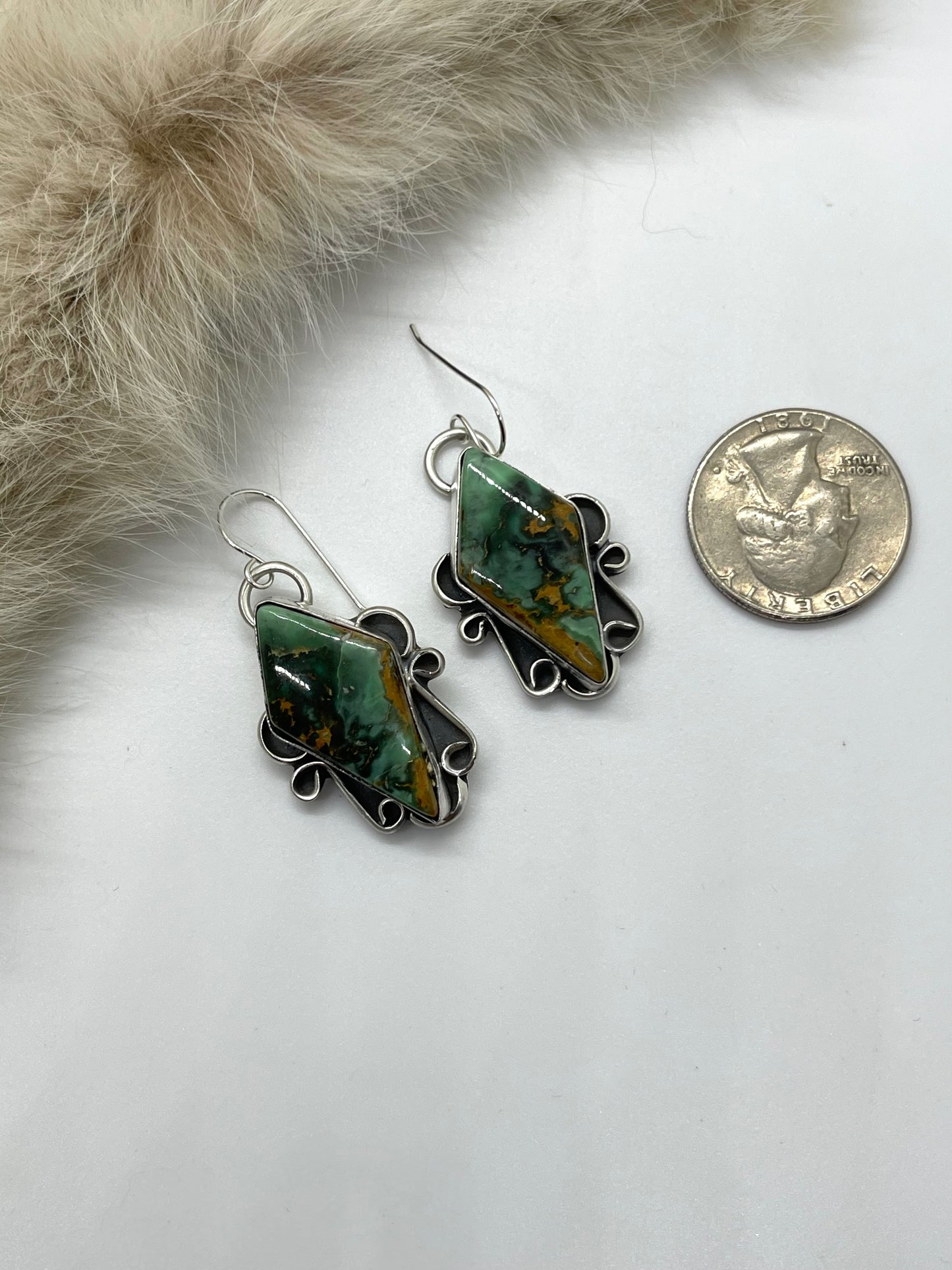 Royston Turquoise Diamond Shaped Dangle Earrings