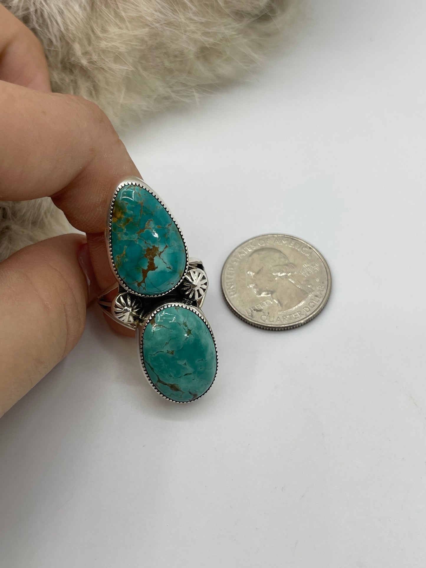 9.5 Royston Turquoise Ring by Jolias Draper, Navajo