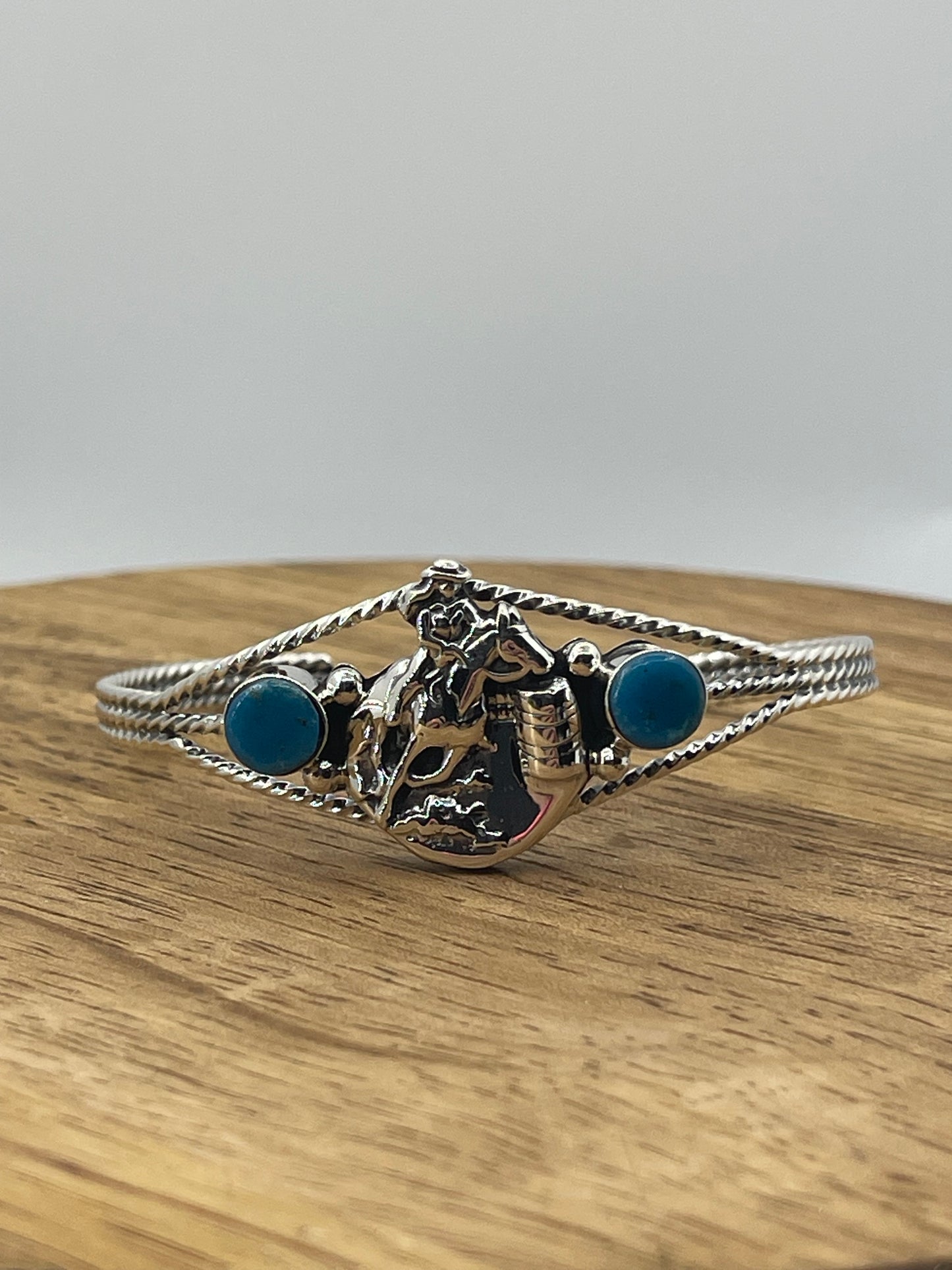 Blue Barrel Racer Cuff by Marie Bahe, Navajo