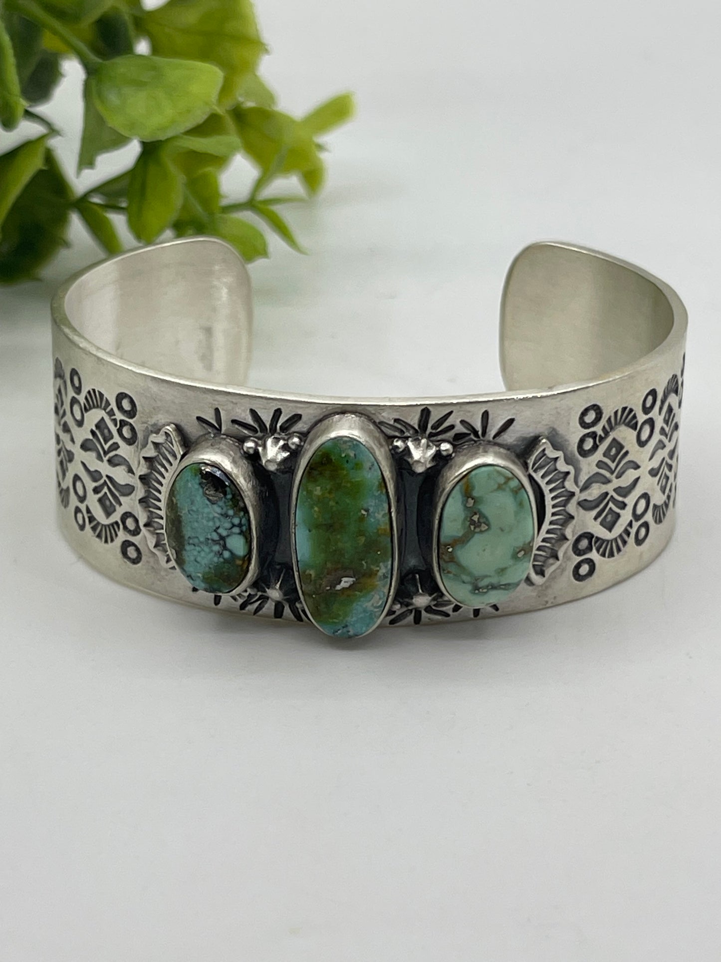 6" - 7.5" 3 Stone Sonoran Gold Turquoise Cuff