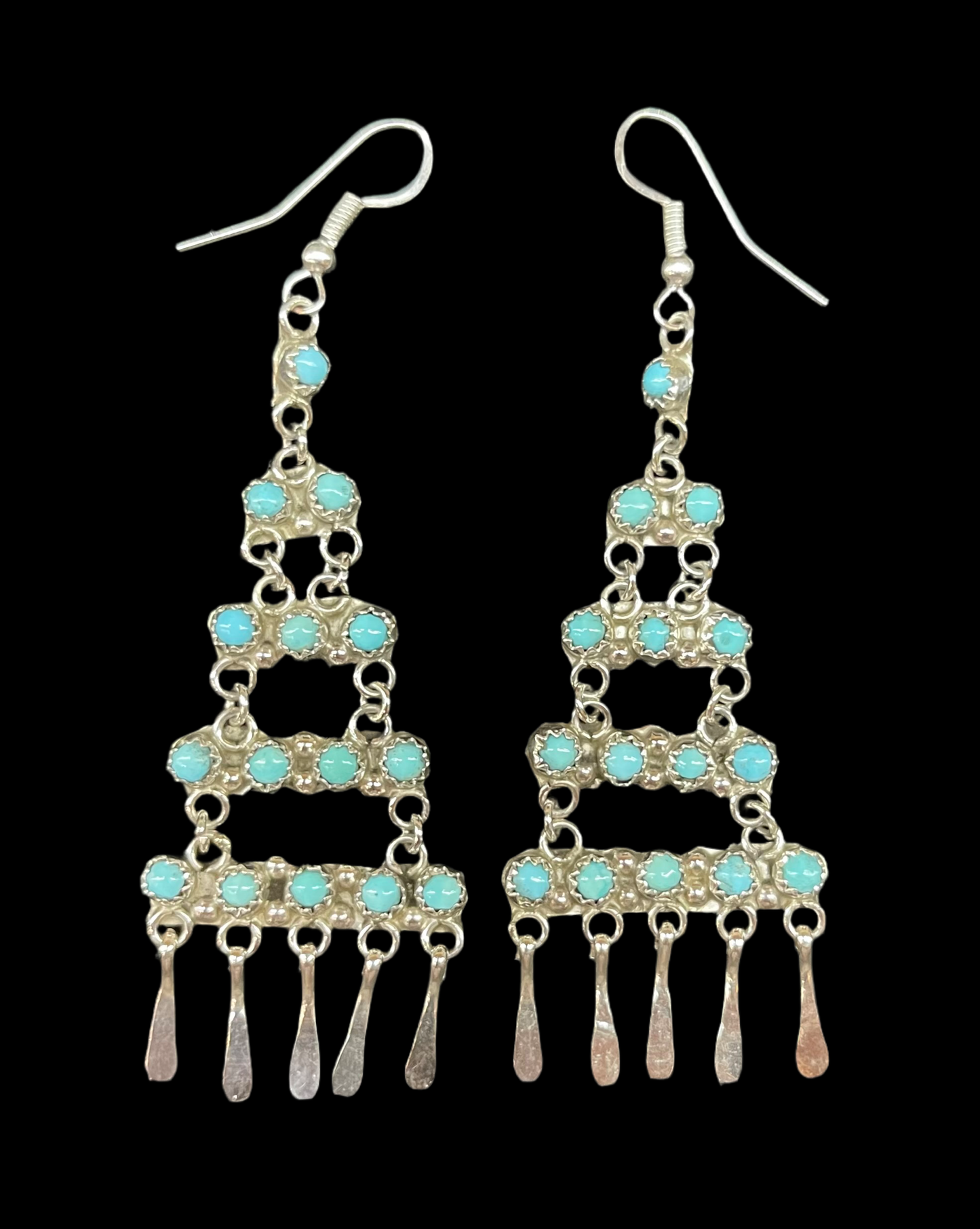 Turquoise Chandelier Style Earrings by Sylvia Chee, Navajo