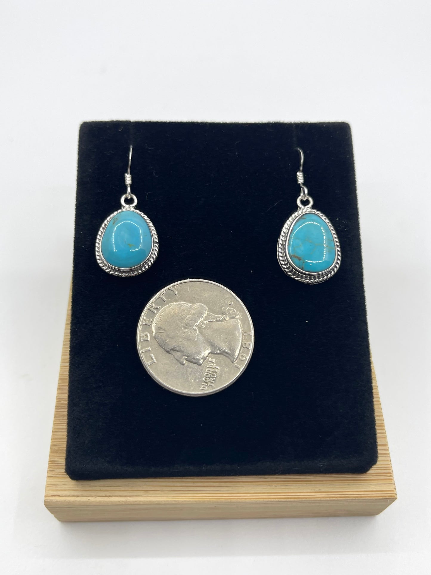 Kingman Turquoise Dangle Earrings by Sharon McCarthy, Navajo
