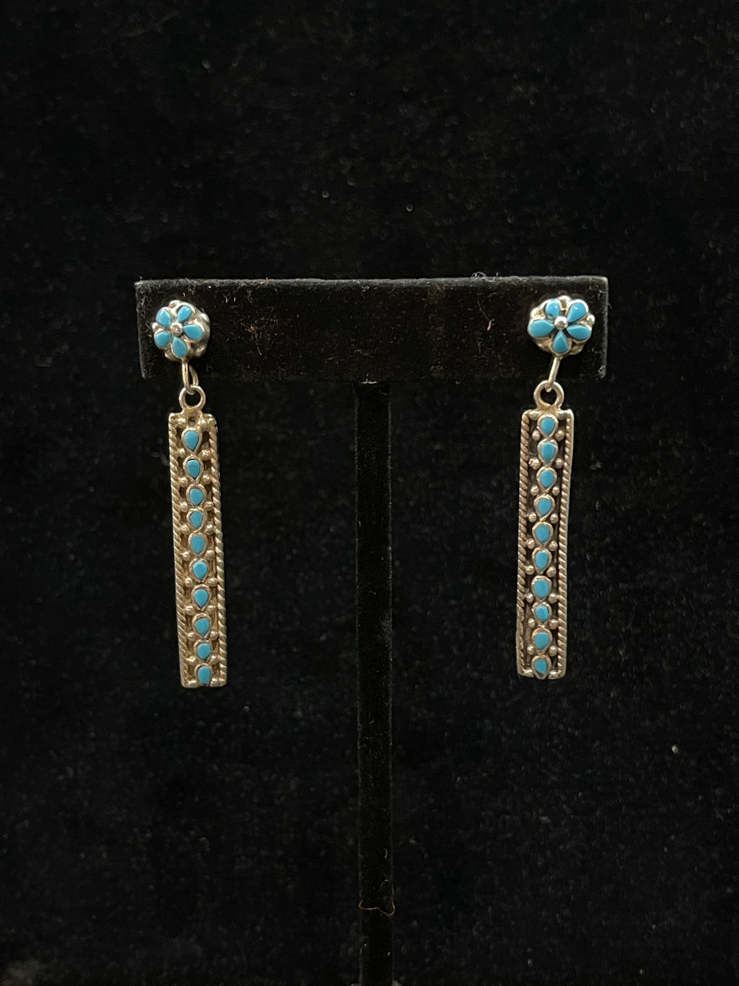 Sleeping Beauty Turquoise Bar Post Dangle Earrings