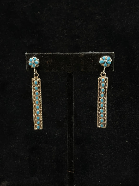 Sleeping Beauty Turquoise Bar Post Dangle Earrings