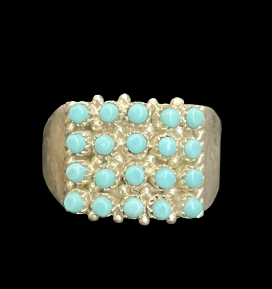 8.0 Petit Point Turquoise Ring by April Haloo, Zuni