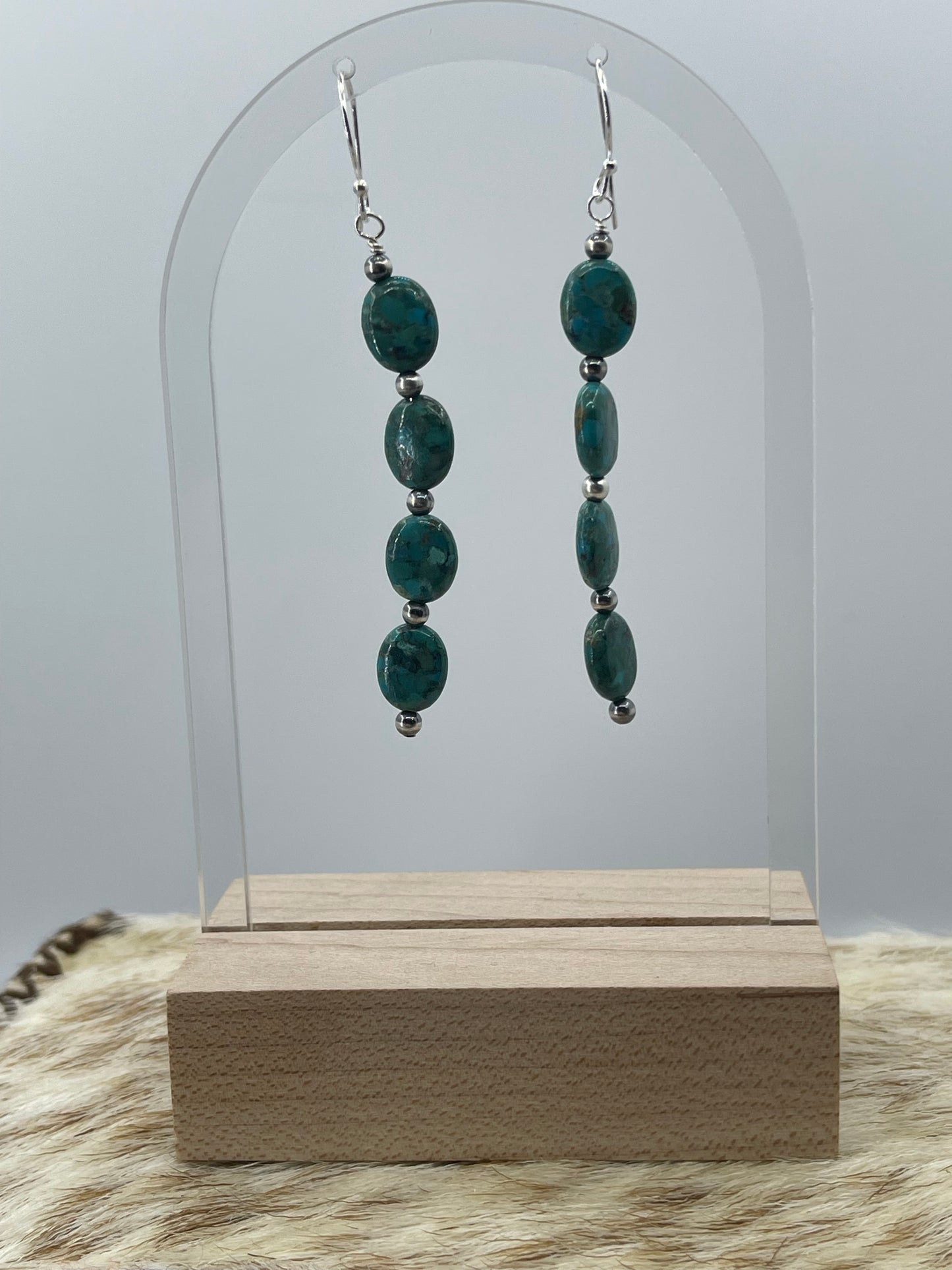 4 Stone Turquoise with 3mm Navajo Style Pearls
