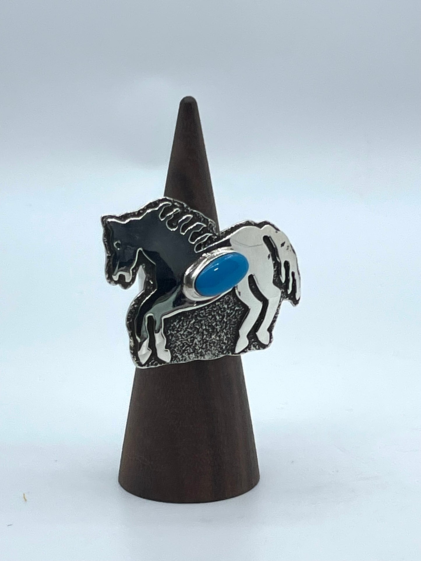 7.5 Sleeping Beauty Horse Ring by Marie Jackson, Navajo