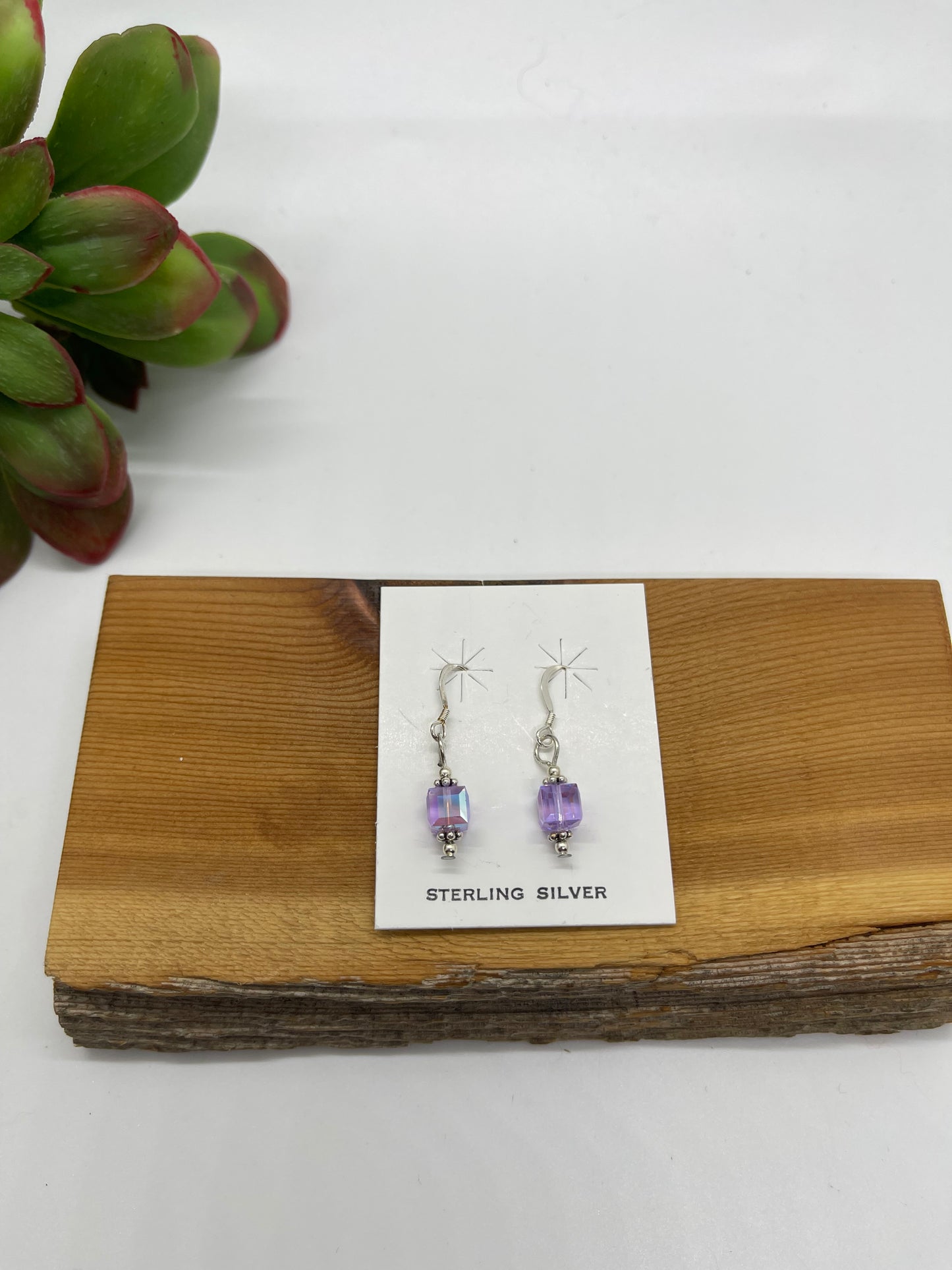 Pinky Purple Swarovski Crystal Dangle Earrings