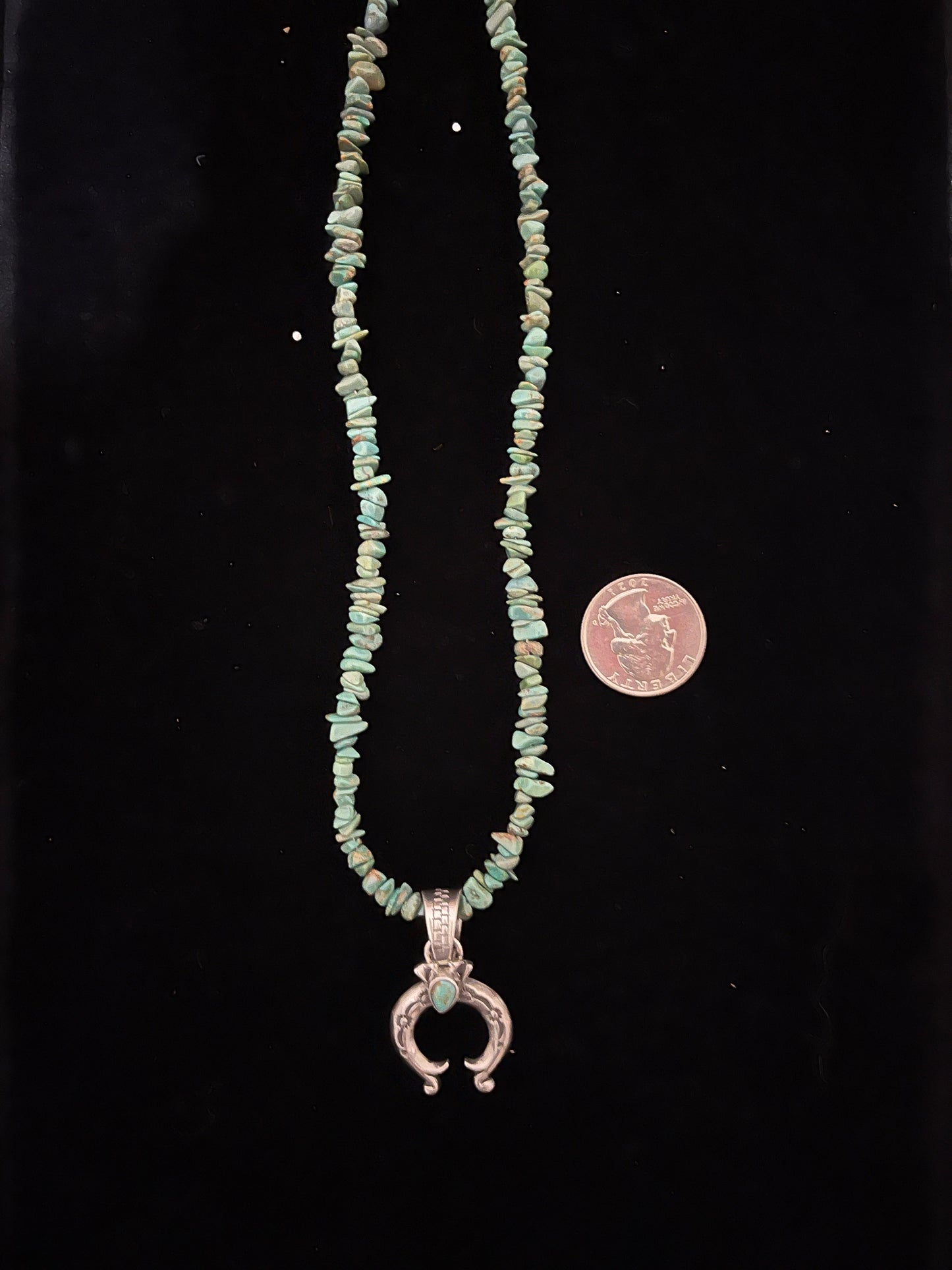 16" Turquoise Chunk Necklace with Naja Pendant