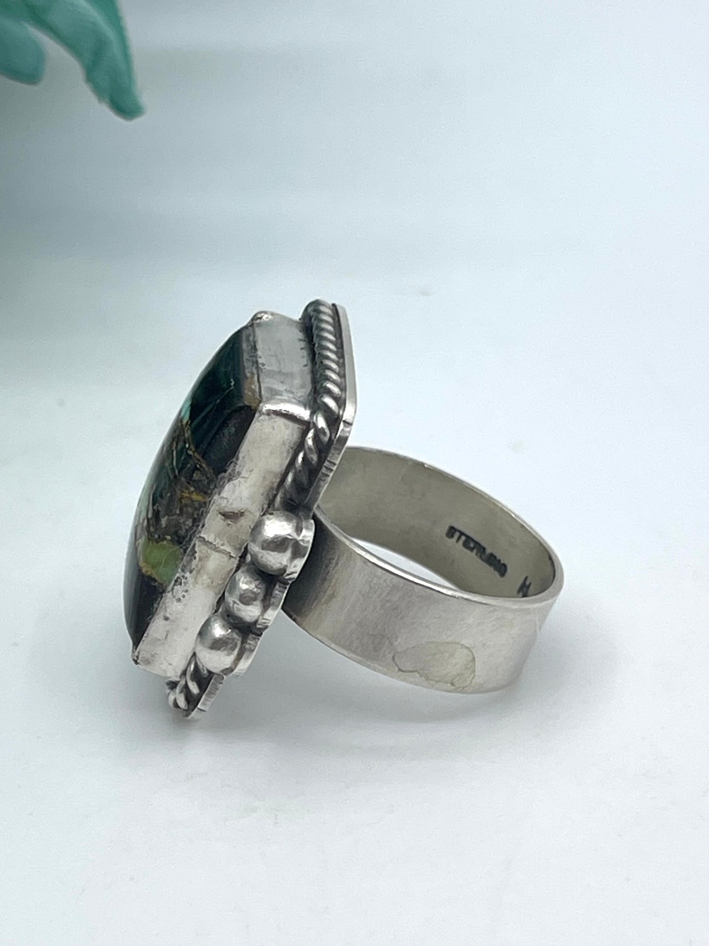 BlackJack Turquoise Adjustable 6.0-9.0 Ring by Harold Joe, Navajo