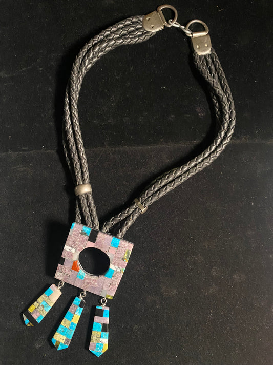 Paper Thin Lapidary Square Necklace by Charles Bird