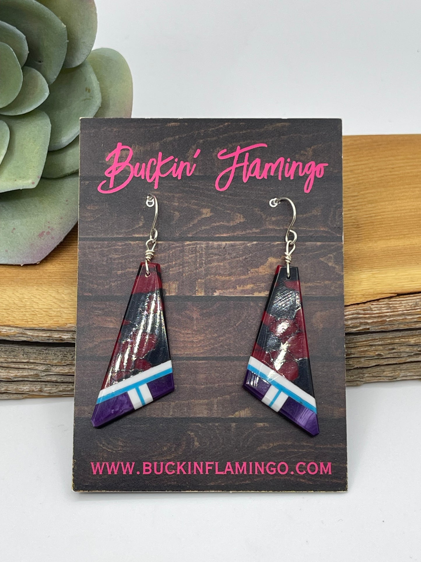 2 1/4" Red Multi Stone Dangle Earrings