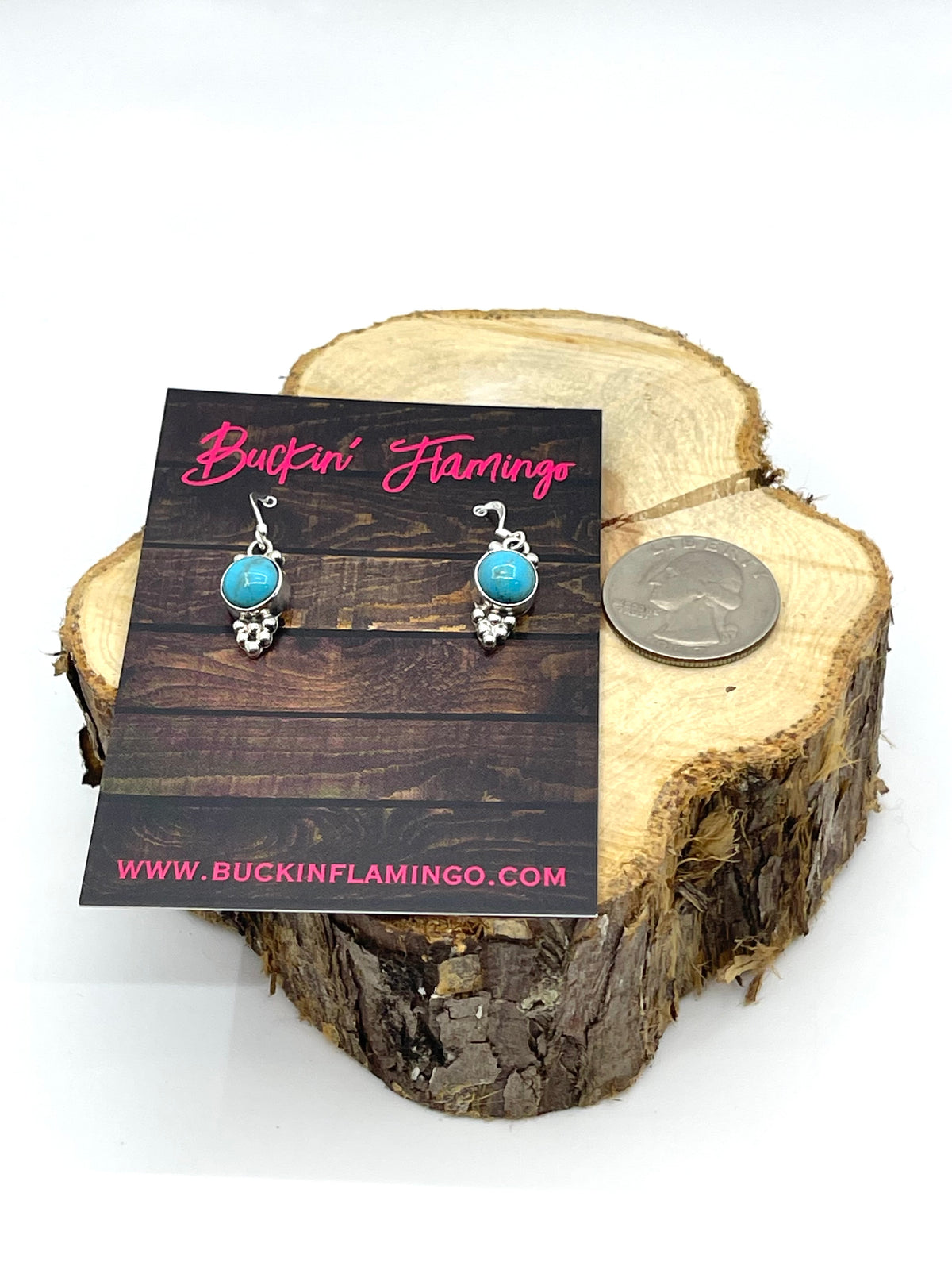 Single Stone Kingman Turquoise Earrings by Isabell Yazzie, Navajo