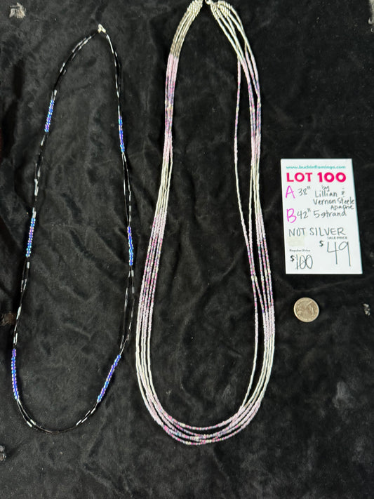 LOT 100 B 4/12 38” 5 Strand NOT SILVER by Lillian & Vernon Steele, Apache