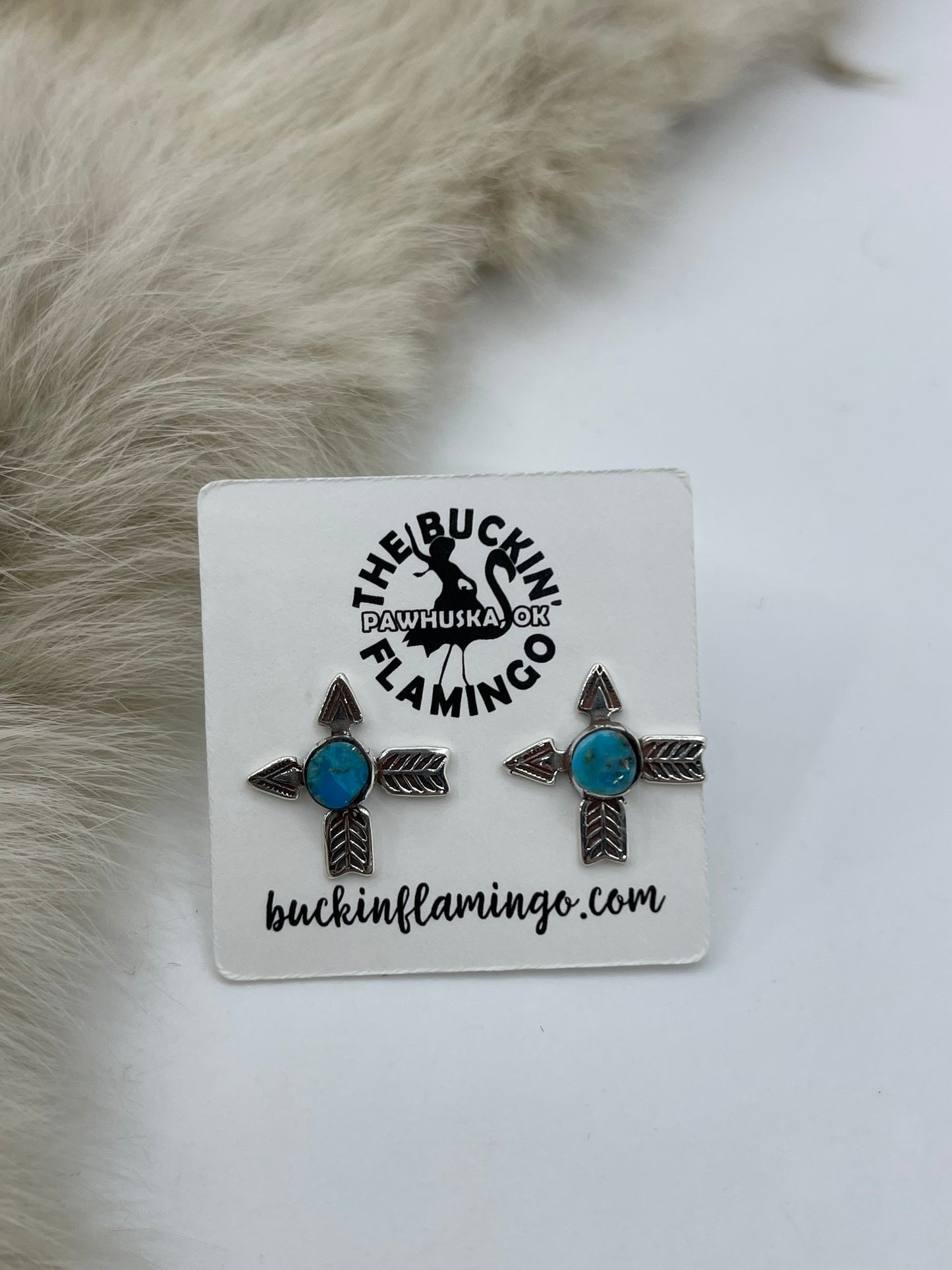 Crossed Arrow Post Earrings with Turquoise