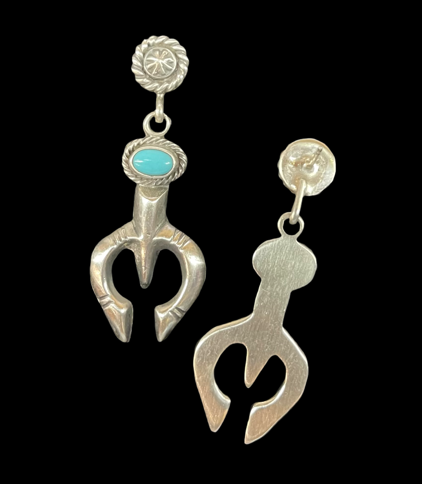 Turquoise Naja Post Dangle Earrings by Amie Spencer, Navajo