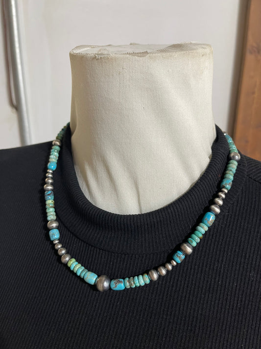18''+1'' Extender Turquoise & Navajo Style Pearl Necklace
