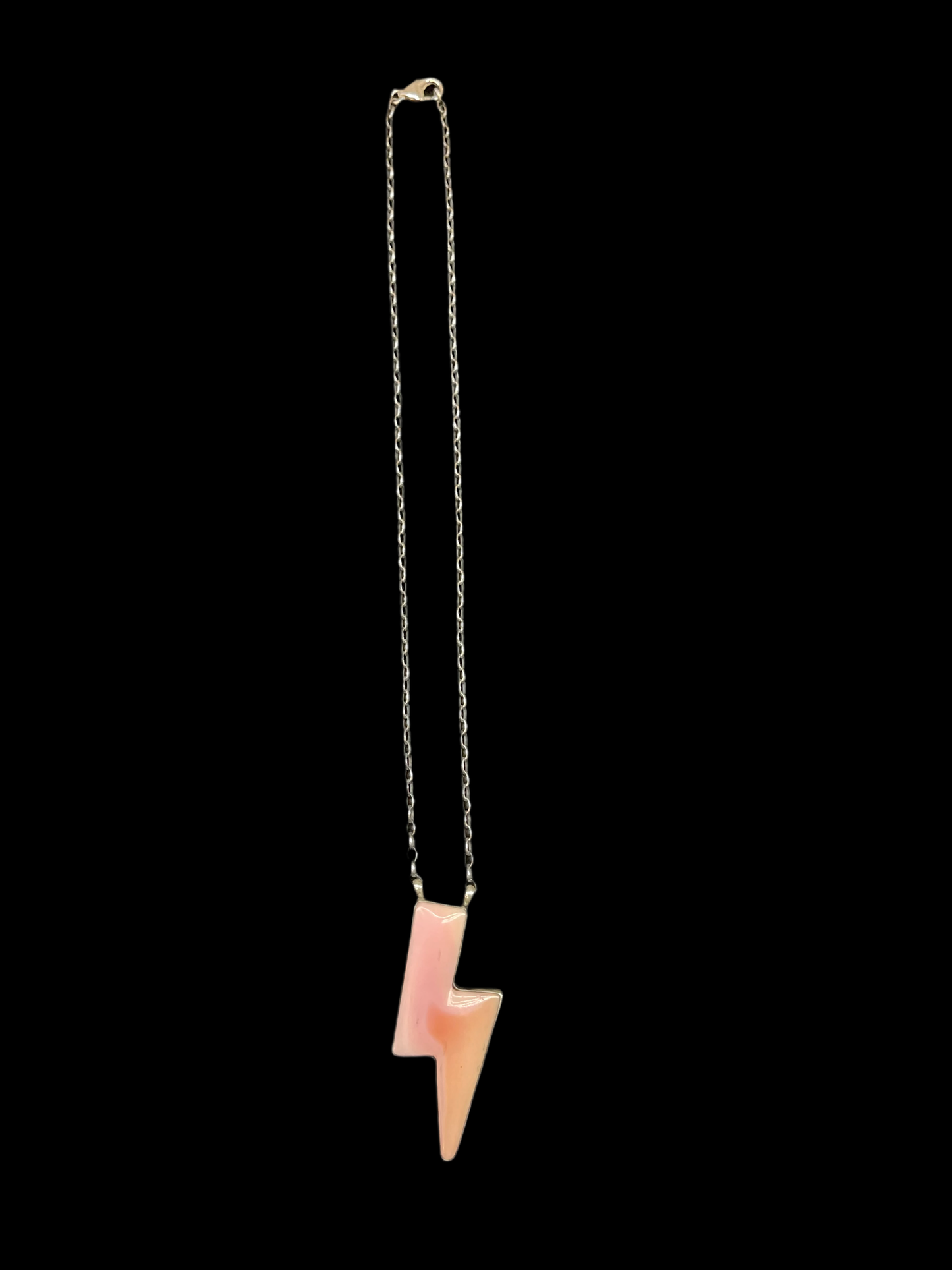16" Pink Conch Shell Lightning Bolt Necklace by Donovan Skeets, Navajo