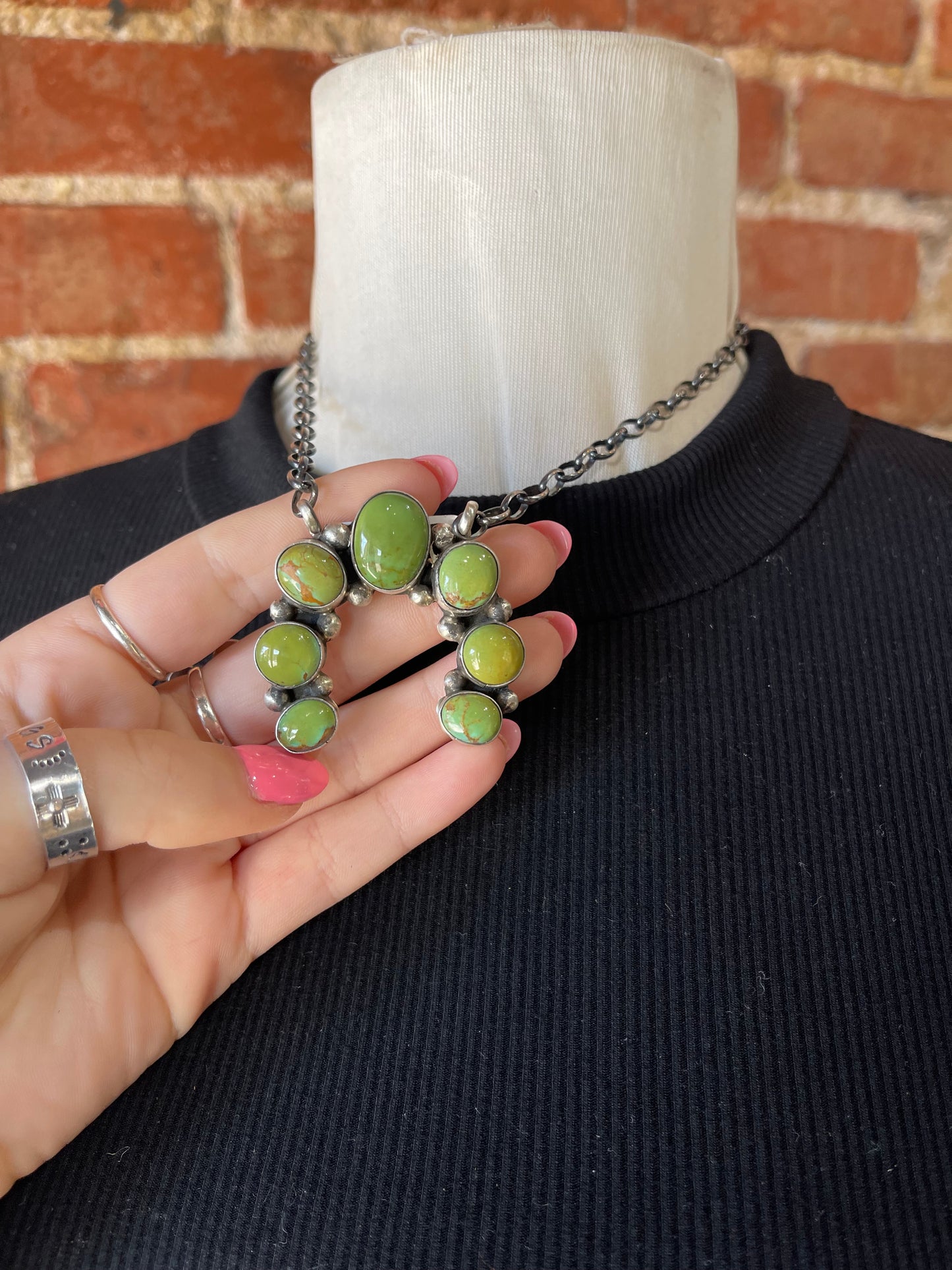 LOT 14 C 10/19 16" Turquoise Naja by Augustine Largo, Navajo