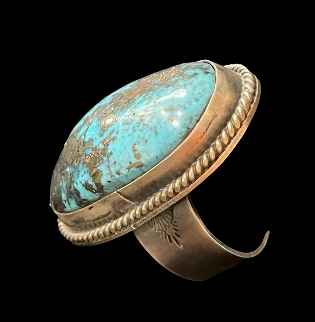 7.0 Persian Turquoise Ring by John Nelson, Navajo