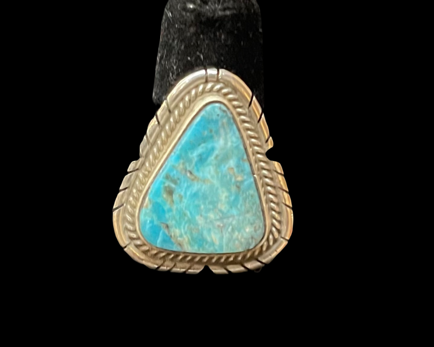 5.0 Sonoran Blue Turquoise Triangle Ring by Peggy Skeets, Navajo