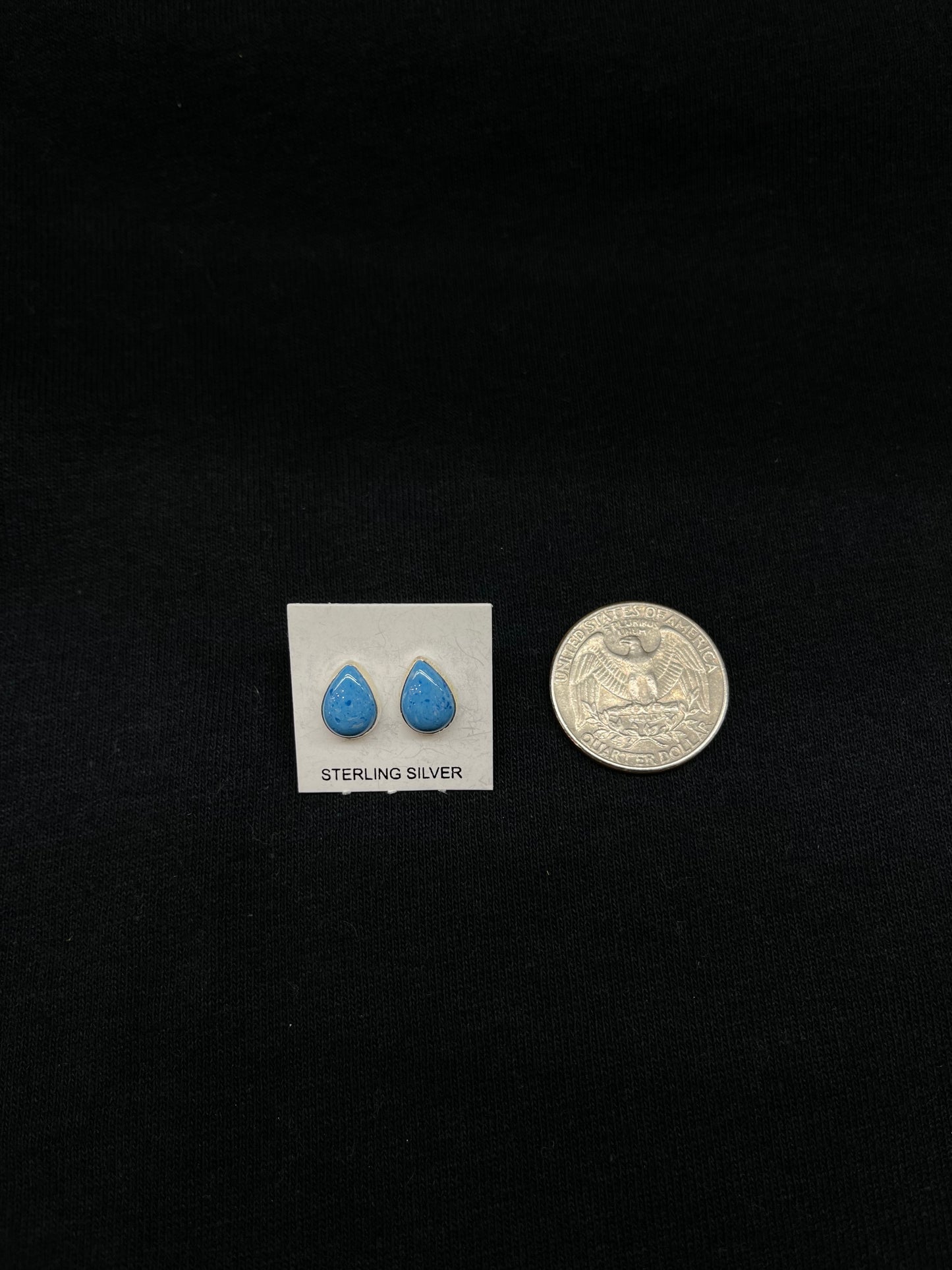 7.5 mm Denim Lapis Teardrop Post Earrings