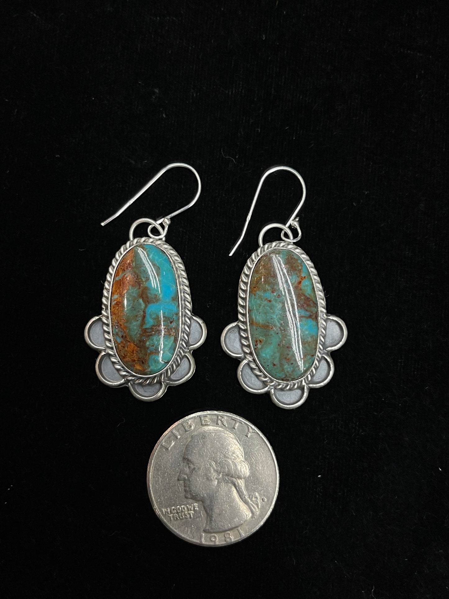 Thunderbird Turquoise Dangle Earrings by Terrell Nez, Sr., Navajo