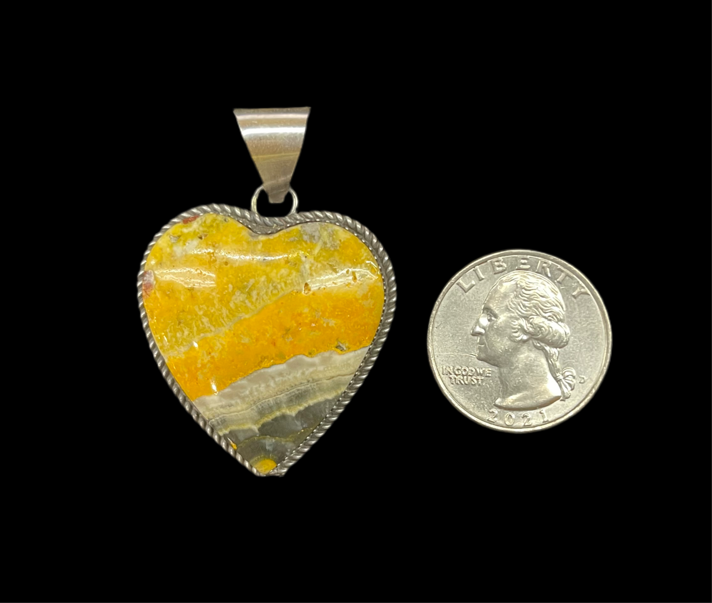 Bumble Bee Jasper Heart Pendant by Tia Long, Navajo