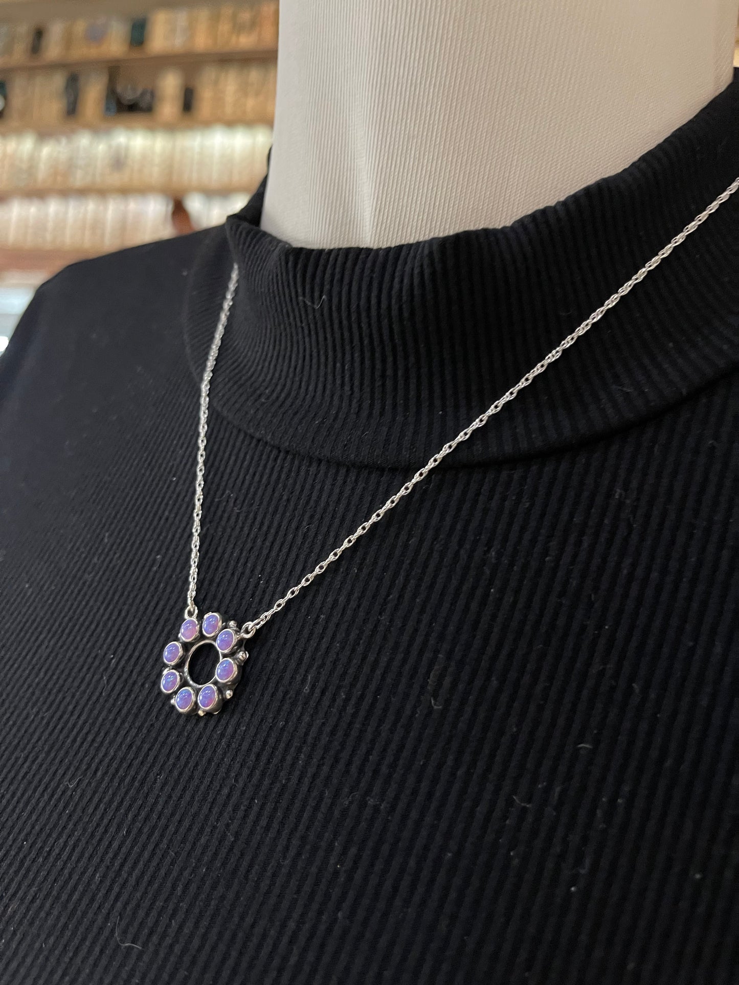 18" Purple Opal Infinity Necklace by Loretta Delgarito, Navajo