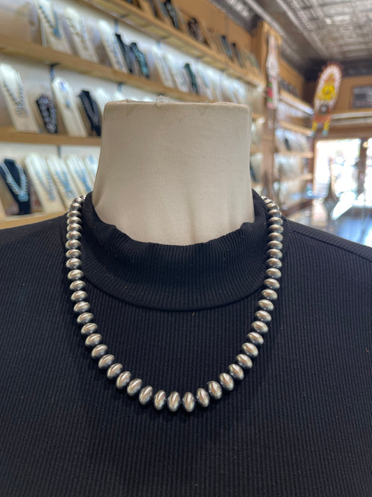 21" 10mm Handmade Navajo Pearls by Bryannen Halwood, Navajo