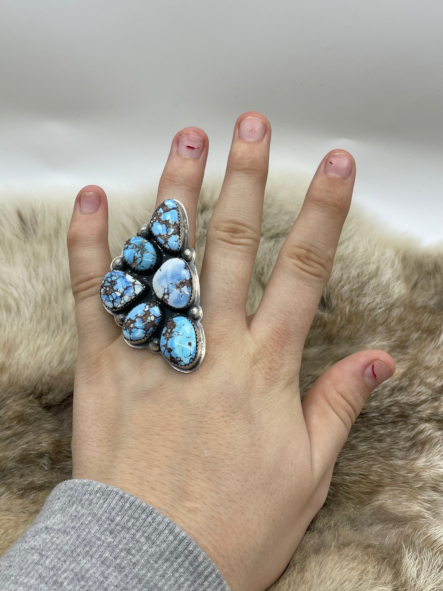 Golden Hills Turquoise Half Cluster Ring