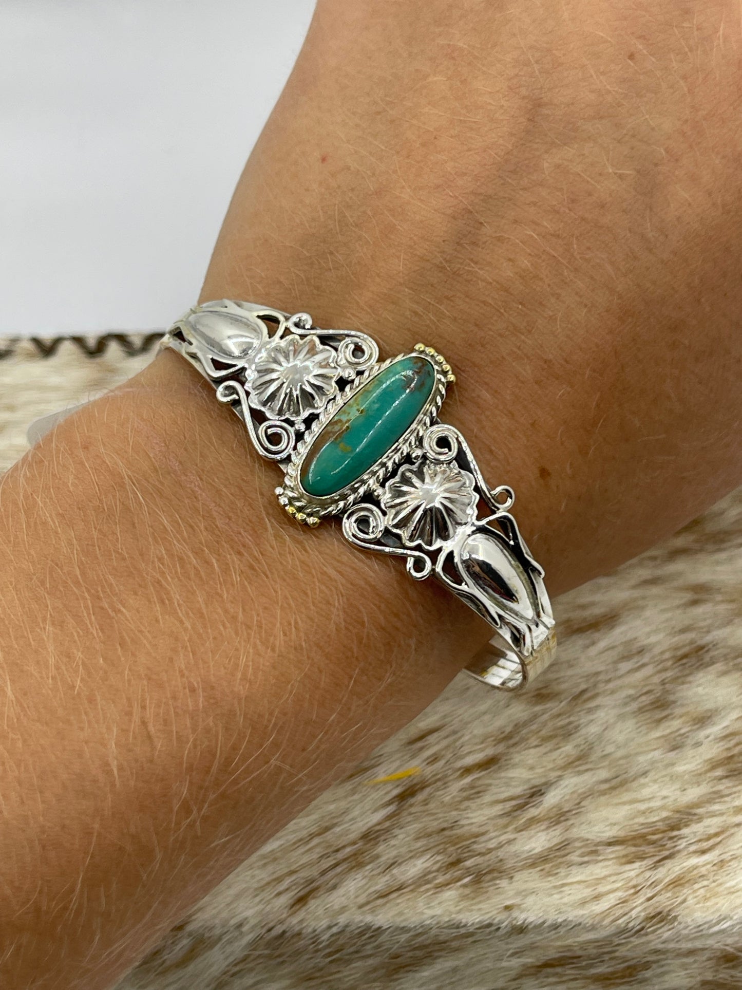 5 1/2”-7” Royston Turquoise Oval Cuff by Darrell Morgan, Navajo