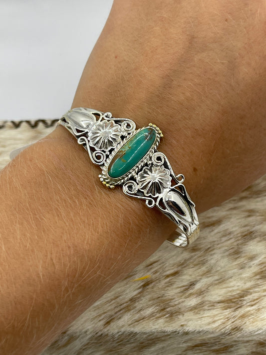 5 1/2”-7” Royston Turquoise Oval Cuff by Darrell Morgan, Navajo