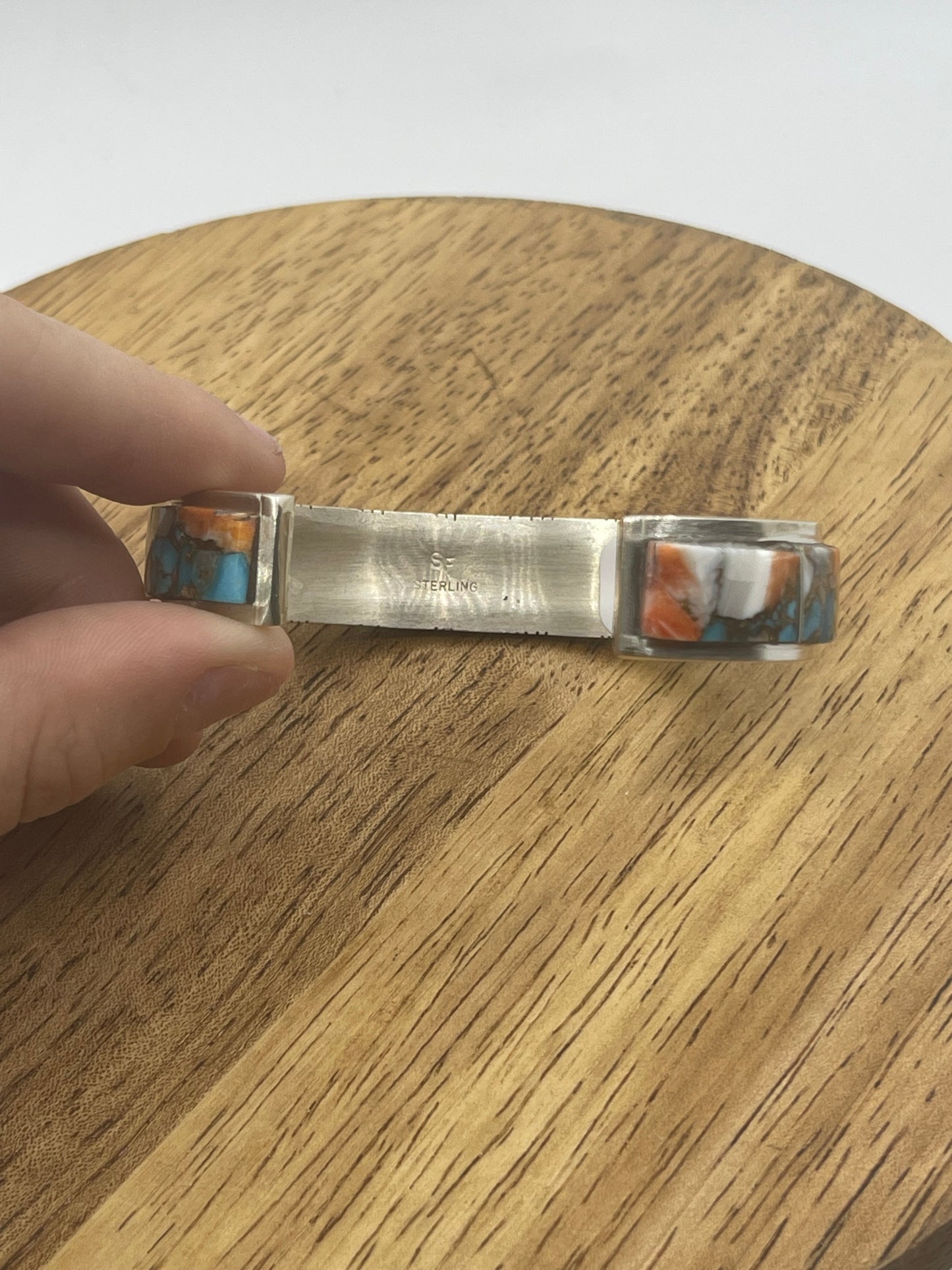 Orange Crush Inlay Cuff by Steve Francisco, Navajo 6.5"