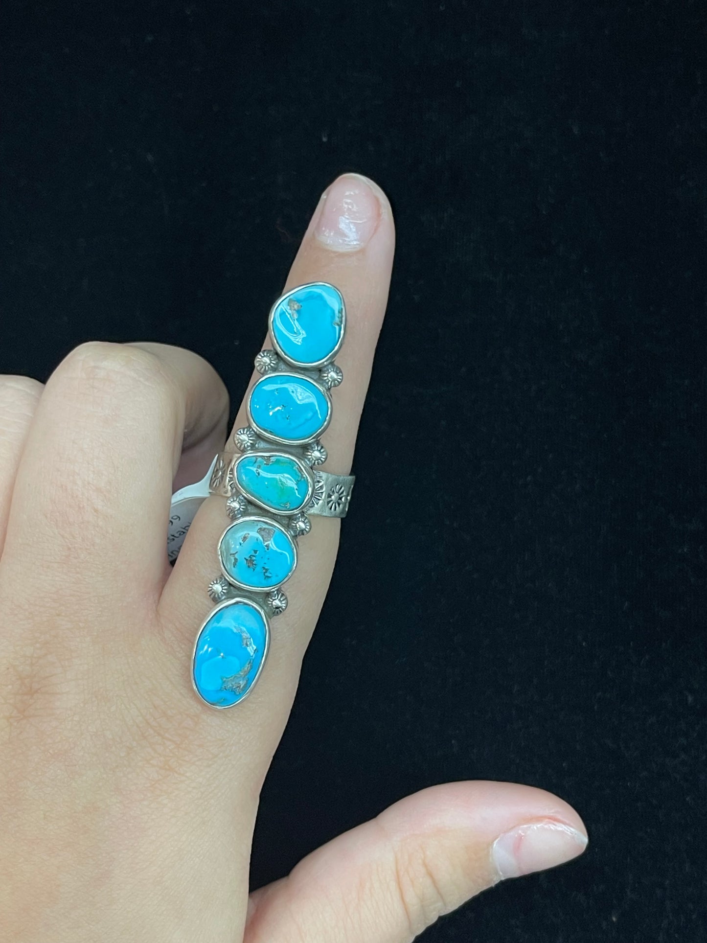 Adjustable Sleeping Beauty Turquoise 5 Stone Ring by Zia