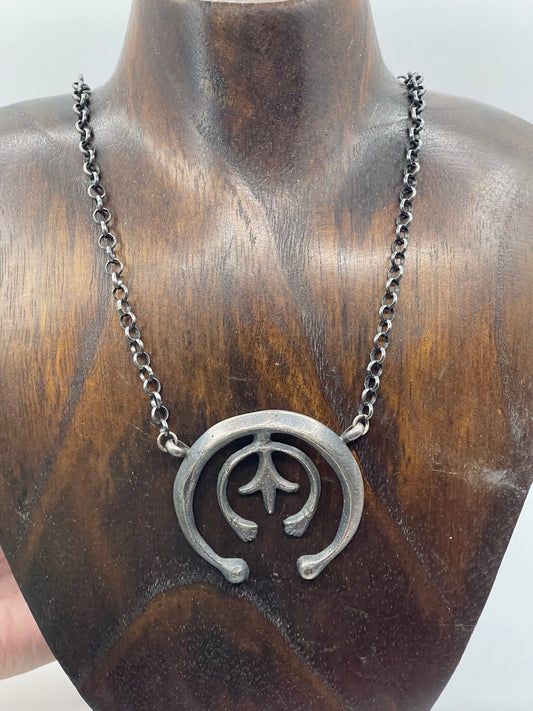 19" Long Sand Cast Sterling Silver Necklace, Naja