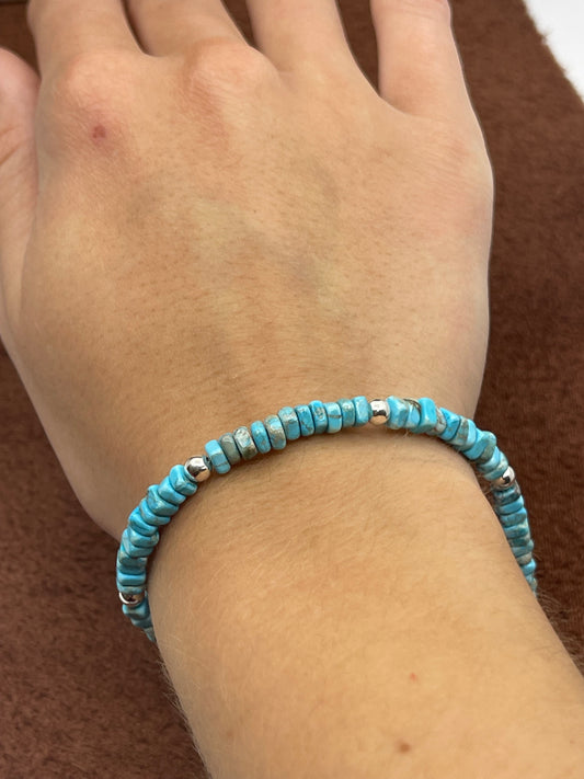 7 1/2" Square Turquoise Bracelet by Ramona Calabaza, Santo Domingo