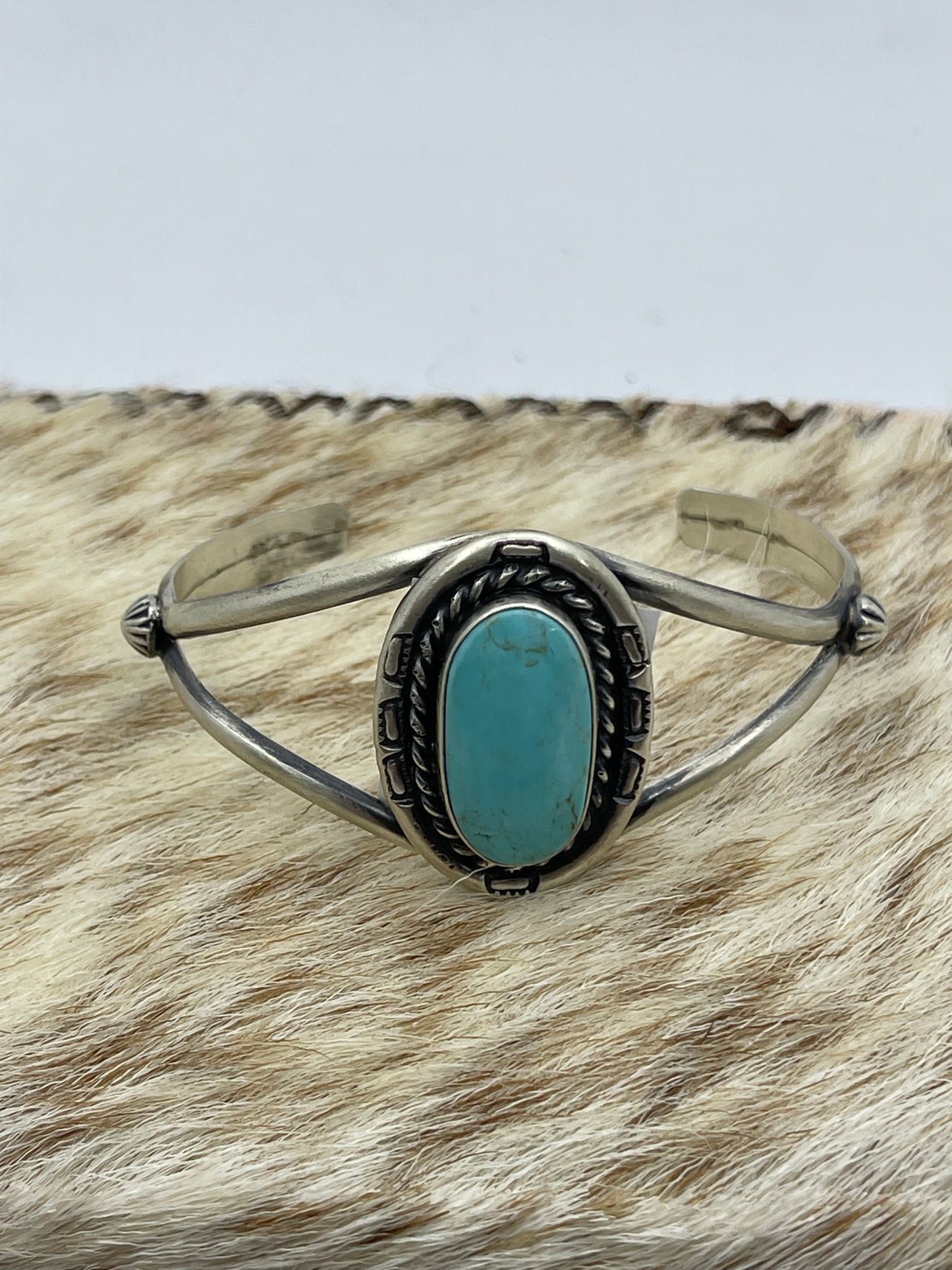 5 3/4"-7 1/4" Kingman Turquoise Cuff by Augustine Largo, Navajo