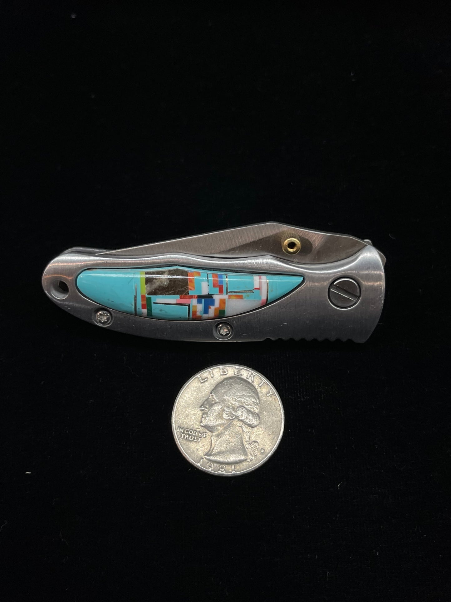 Inlaid Pocket Knife with Belt Clip