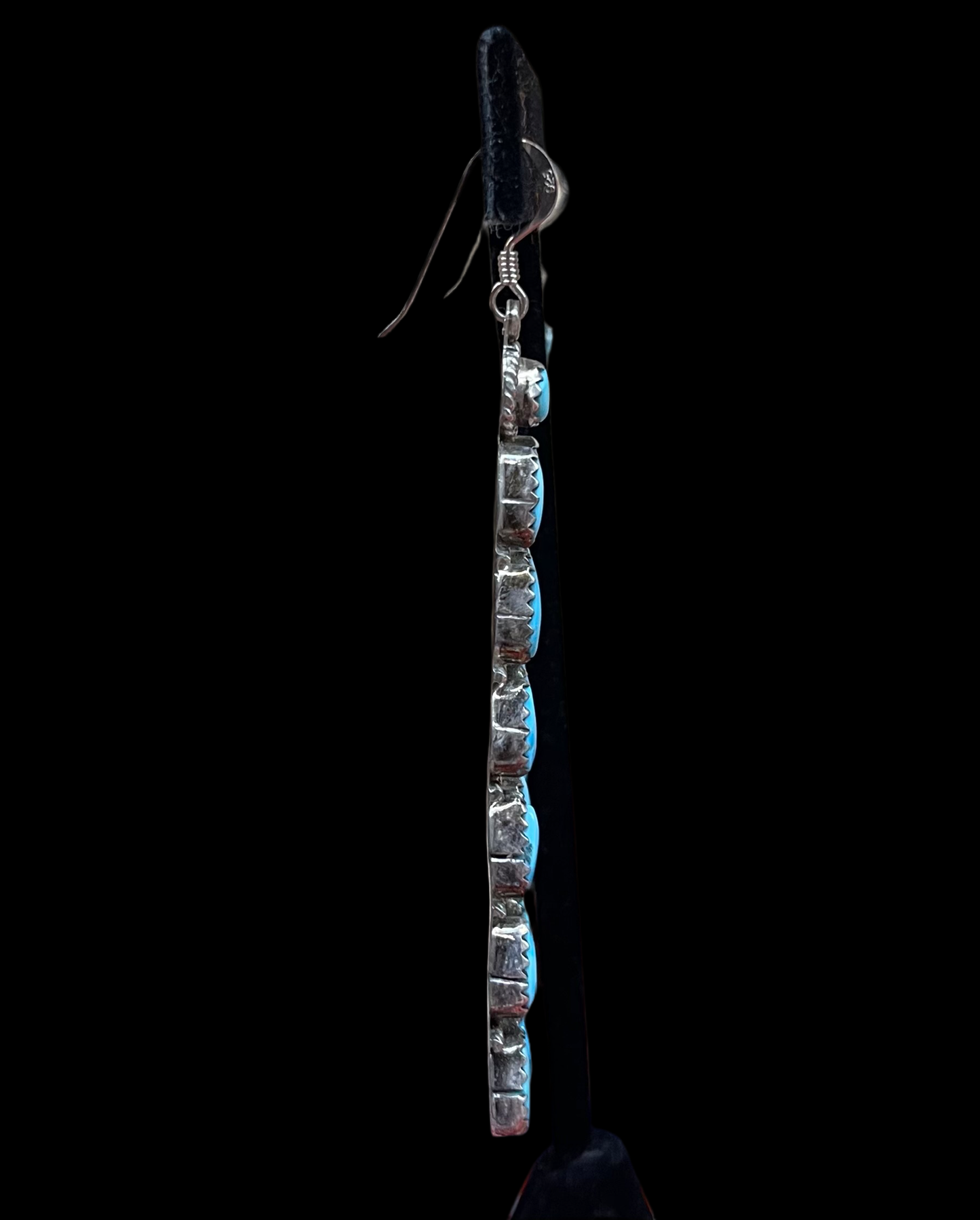 Kingman Turquoise Chandelier Hook Earrings by Alicia J. Wilson, Navajo