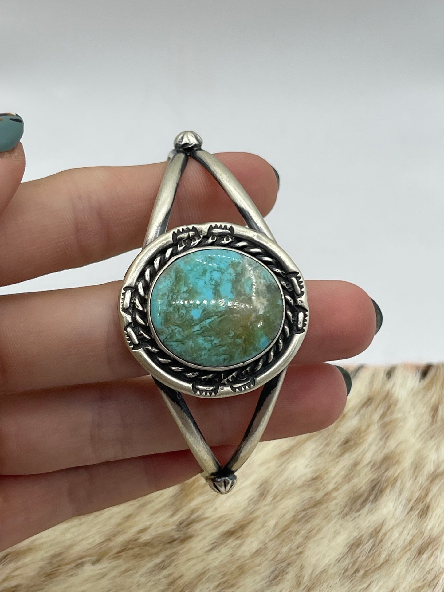 5 3/4"-7 1/4" Kingman Turquoise Cuff by Augustine Largo, Navajo