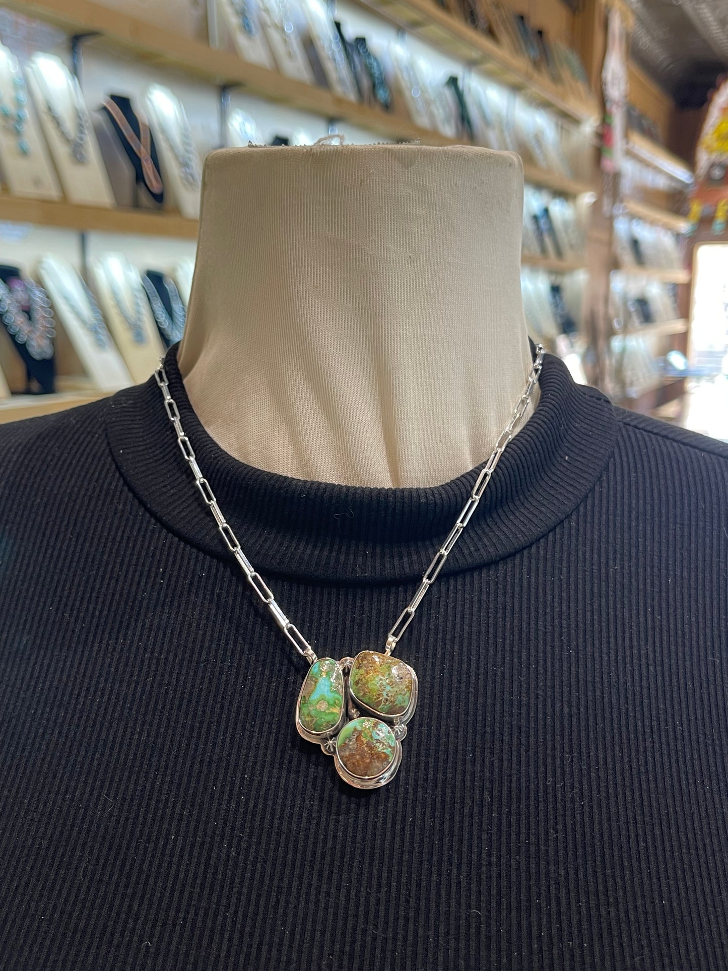 18" 3 Stone Sonoran Gold Turquoise Necklace