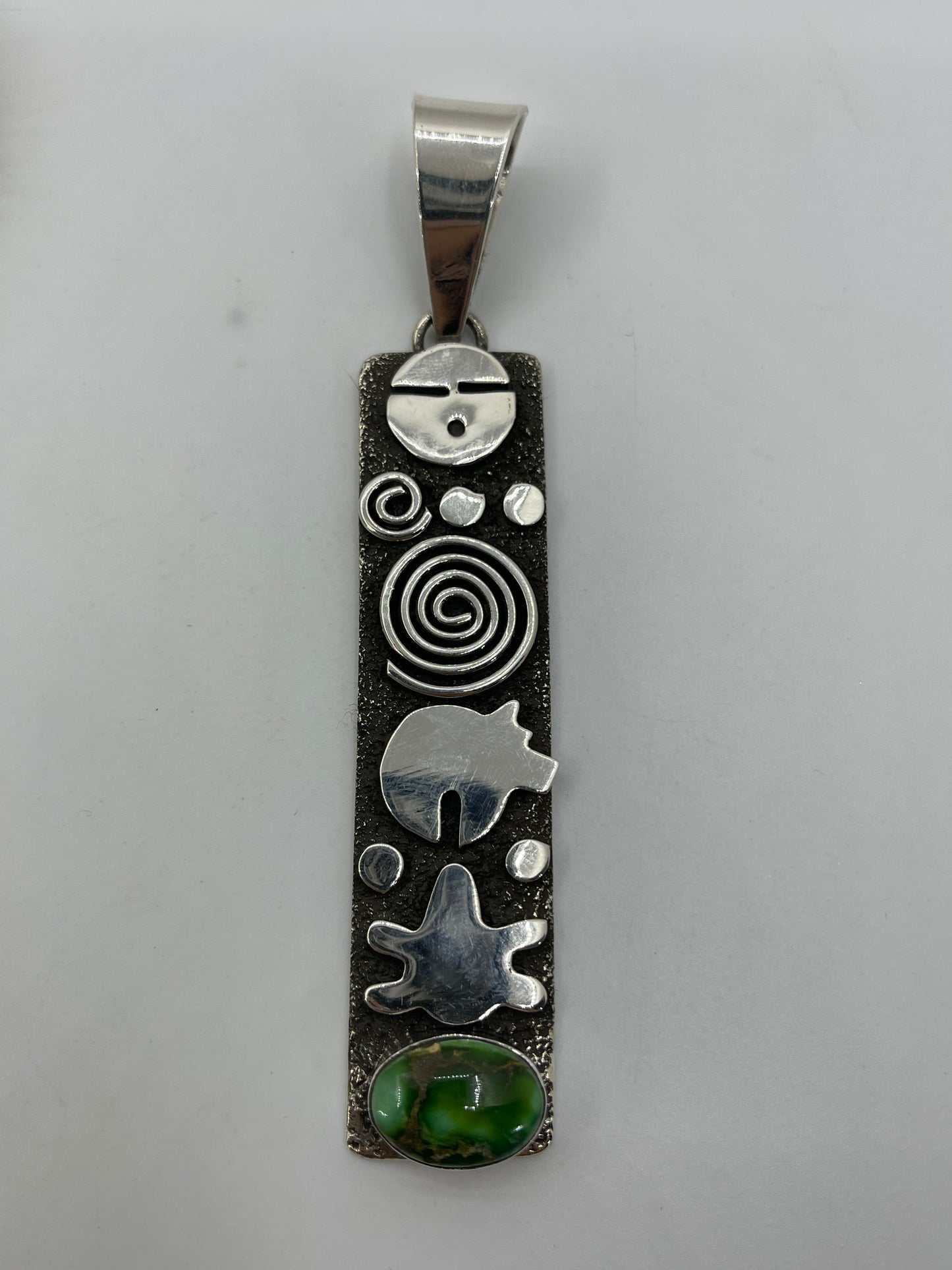 Long Rectangle Pendant with Sonoran Gold Turquoise by Alex Sanchez, Navajo