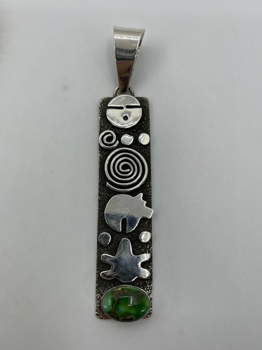 Long Rectangle Pendant with Sonoran Gold Turquoise by Alex Sanchez, Navajo