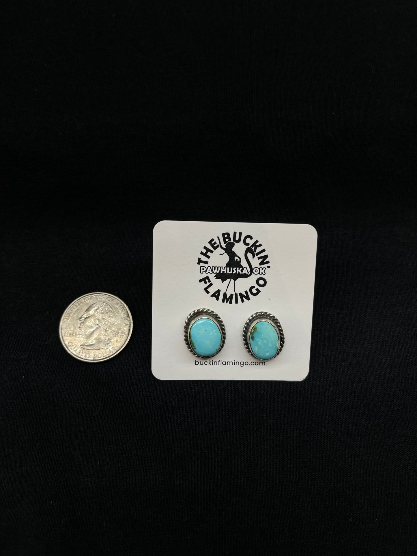 Sonoran Gold Turquoise Oval Post Earrings by Elouise Kee, Navajo