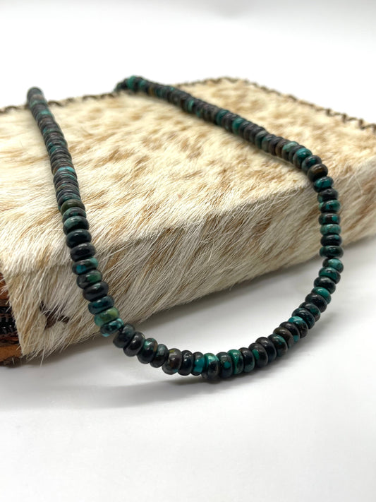 16” Graduated Kingman Turquoise Beaded Necklace