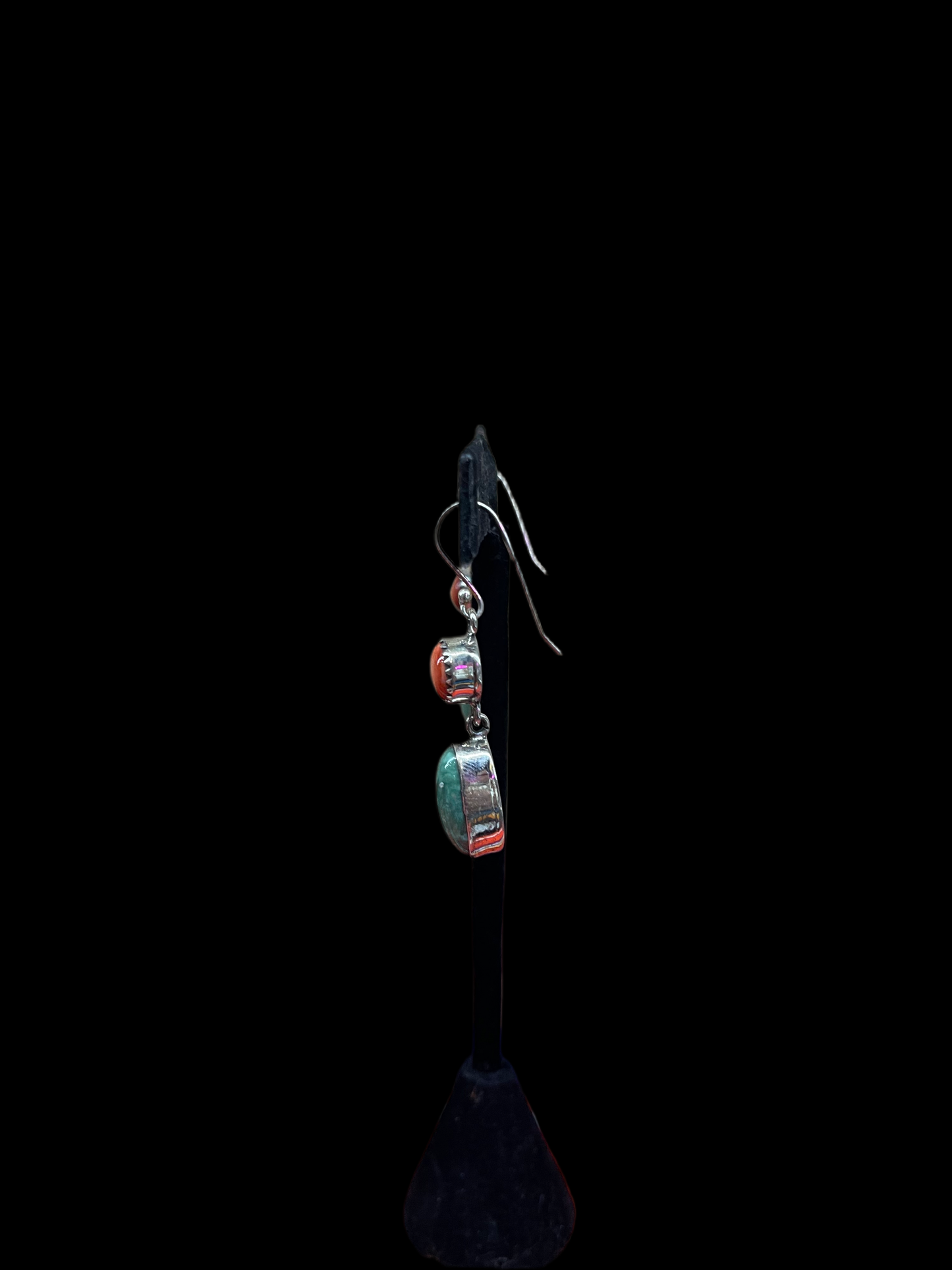 Emerald Valley Turquoise and Red Spiny Oyster Shell Hook Dangle Earrings