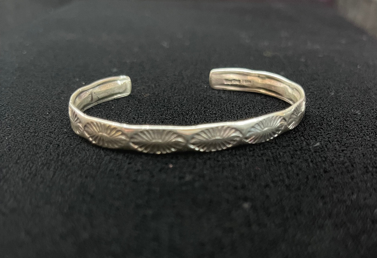 Stamped Sterling Silver Cuff Bracelet by Elaine Tahe, Navajo